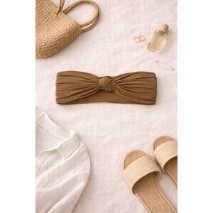 NWT Free People Stone Fox Swim Womens Strapless Lele Knotted Bikini Top Brown XL